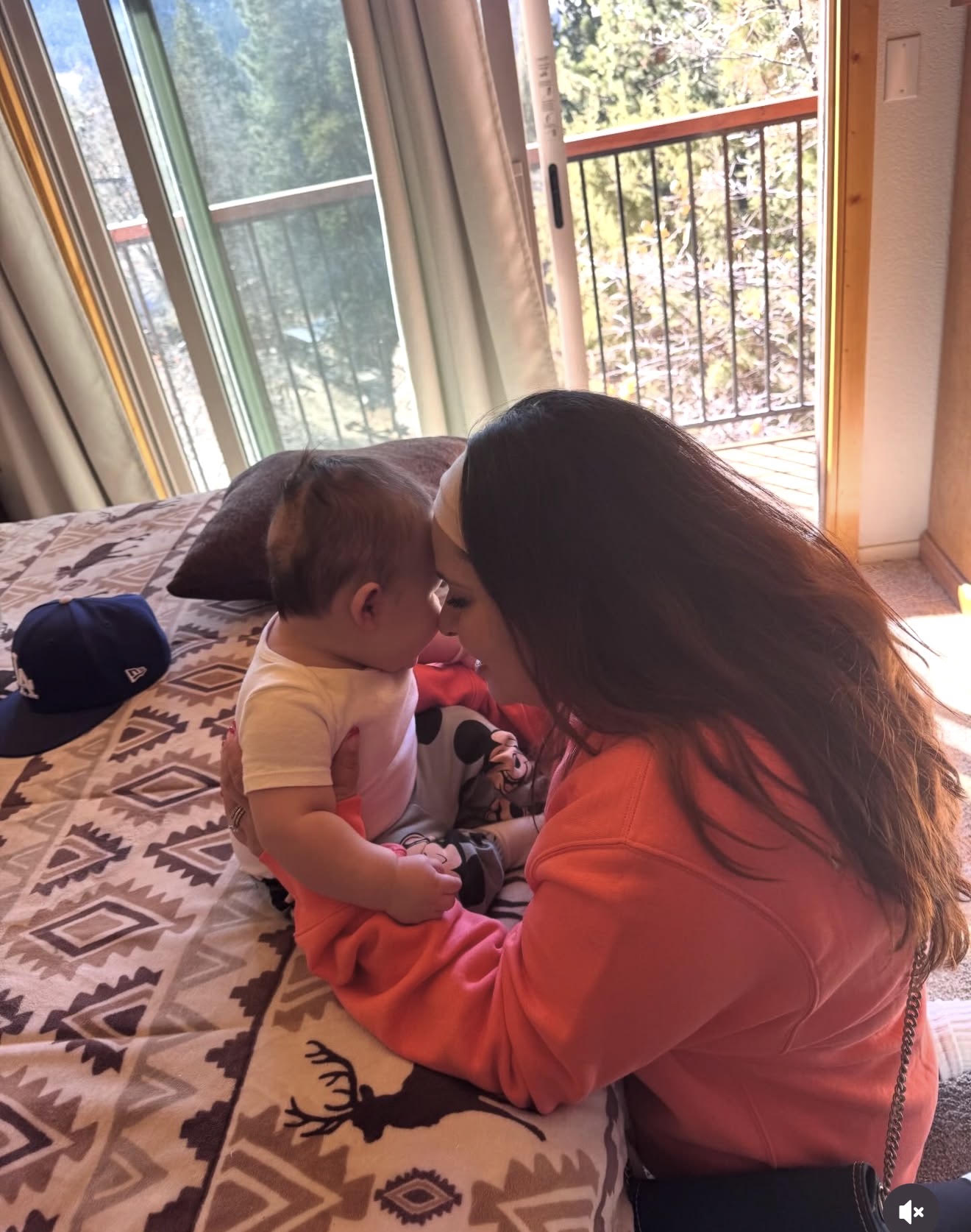 Screenshot mom and baby at big bear cottage